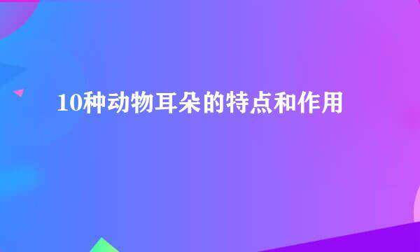 10种动物耳朵的特点和作用