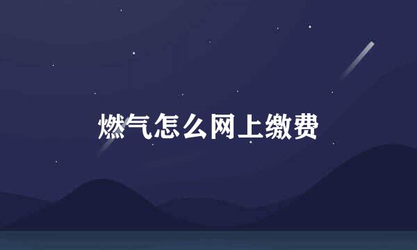 燃气怎么网上缴费