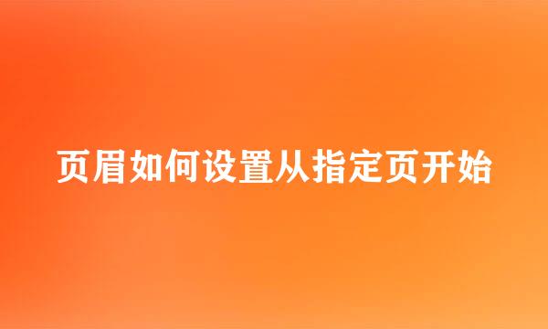 页眉如何设置从指定页开始