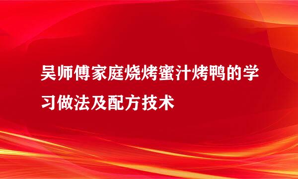 吴师傅家庭烧烤蜜汁烤鸭的学习做法及配方技术
