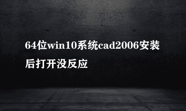 64位win10系统cad2006安装后打开没反应
