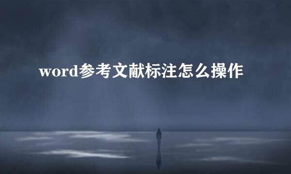 word参考文献标注怎么操作