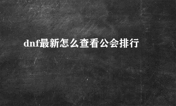 dnf最新怎么查看公会排行
