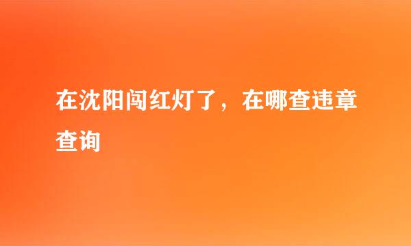 在沈阳闯红灯了，在哪查违章查询