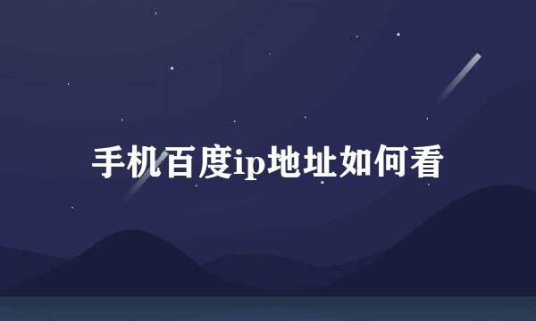 手机百度ip地址如何看