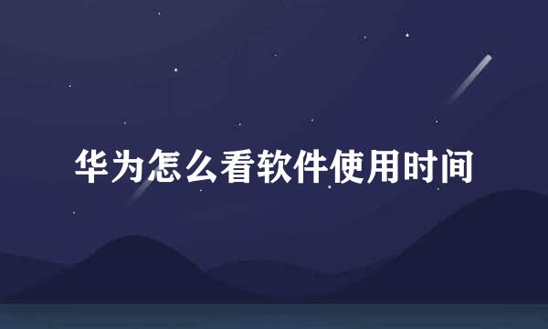 华为怎么看软件使用时间
