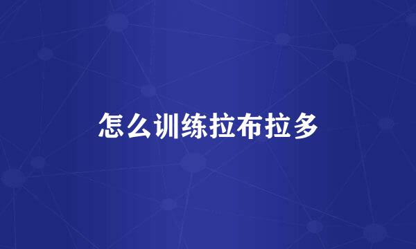 怎么训练拉布拉多