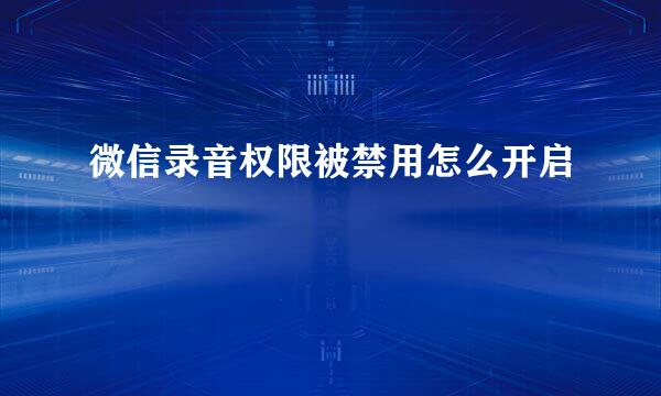 微信录音权限被禁用怎么开启