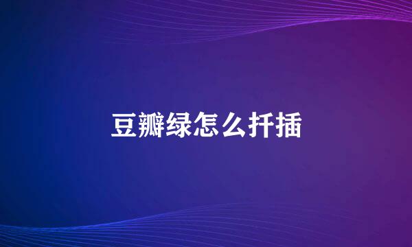 豆瓣绿怎么扦插
