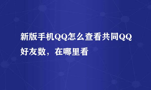 新版手机QQ怎么查看共同QQ好友数，在哪里看