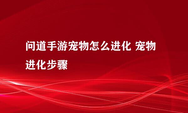 问道手游宠物怎么进化 宠物进化步骤