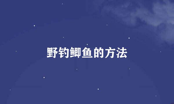 野钓鲫鱼的方法