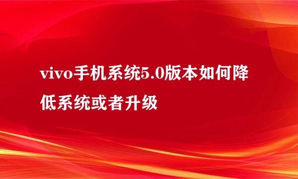 vivo手机系统5.0版本如何降低系统或者升级