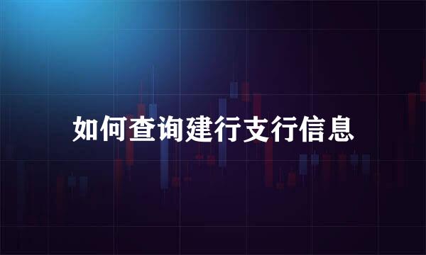 如何查询建行支行信息