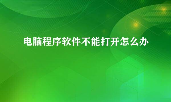 电脑程序软件不能打开怎么办