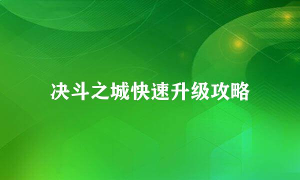 决斗之城快速升级攻略