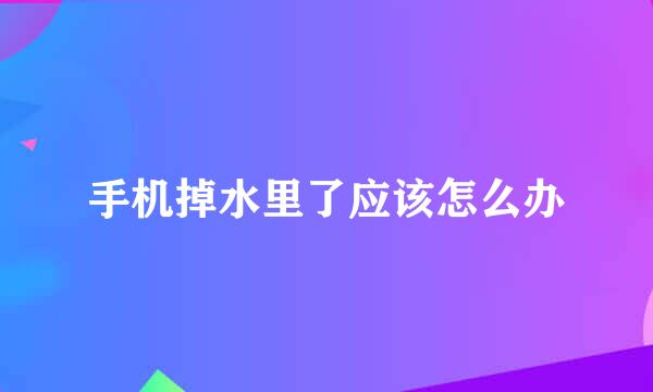手机掉水里了应该怎么办