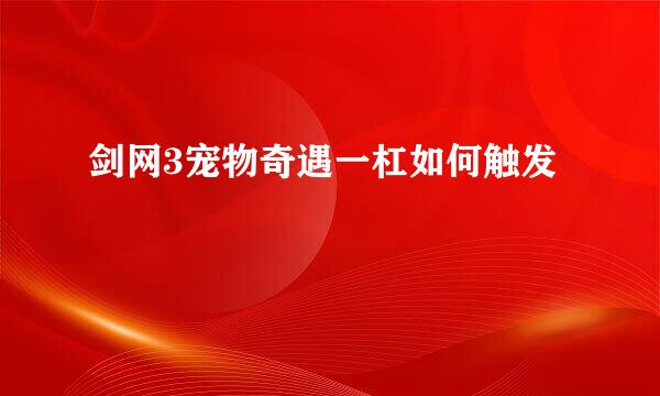 剑网3宠物奇遇一杠如何触发