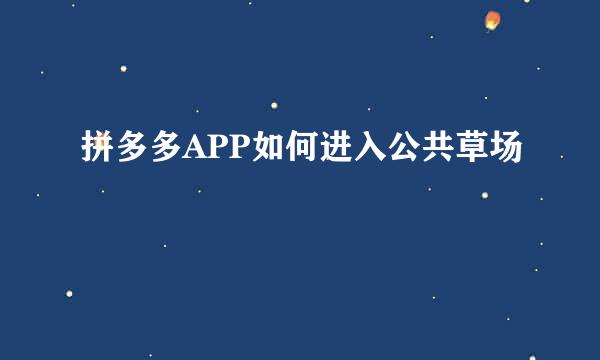 拼多多APP如何进入公共草场