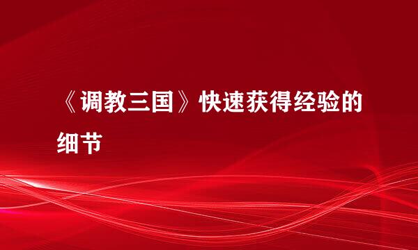 《调教三国》快速获得经验的细节