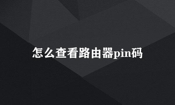 怎么查看路由器pin码