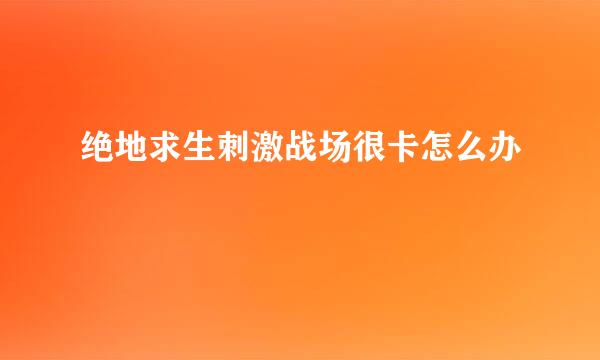 绝地求生刺激战场很卡怎么办