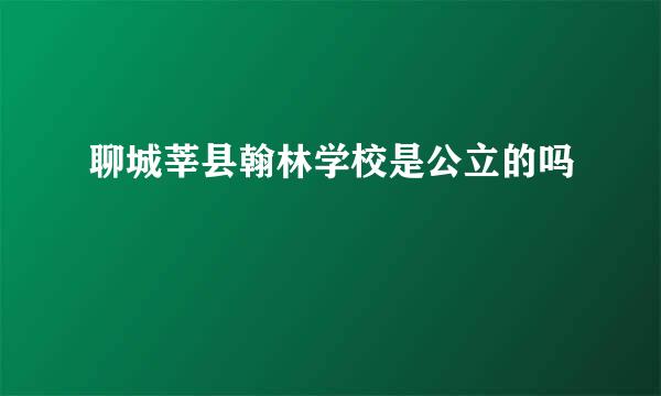 聊城莘县翰林学校是公立的吗