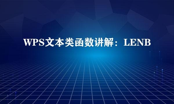 WPS文本类函数讲解：LENB